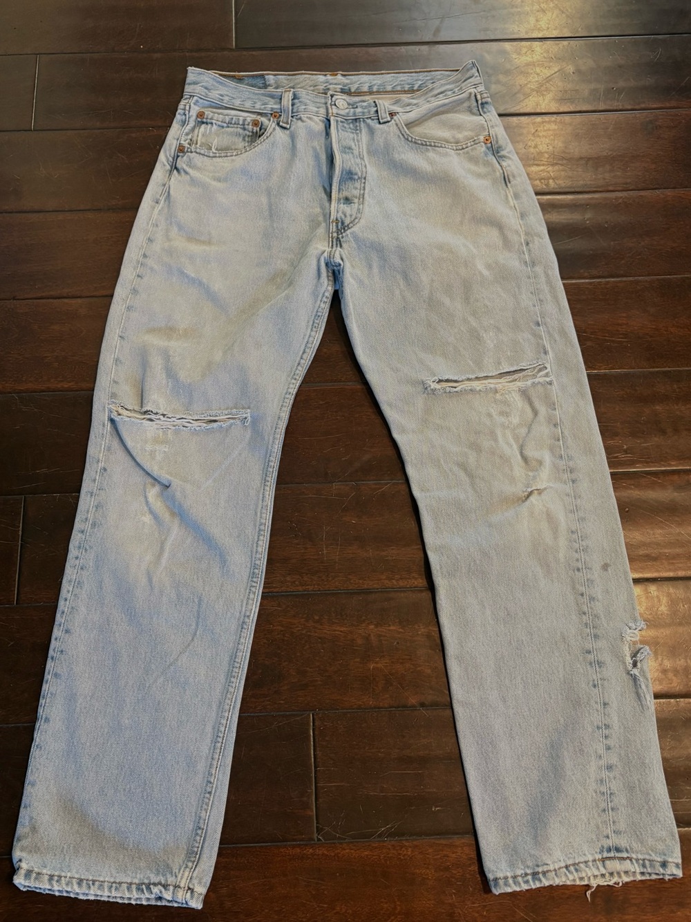 Vintage 90’s Levi's 501 Light Wash Distressed Blue Jeans - Made in USA